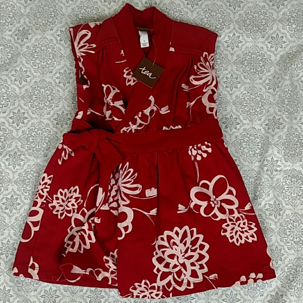 ☕🌷 Tea Collection Red Wrap Dress👗